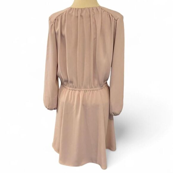 Aritzia Babaton Camille Day Dress Long Sleeve Light Pink Button Front Mini Sz L - Picture 4 of 8